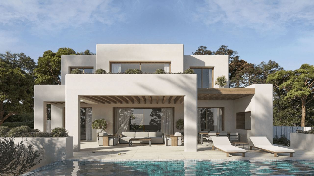 Villa con vistas al mar y encanto ibicenco en La Fustera - Benissa